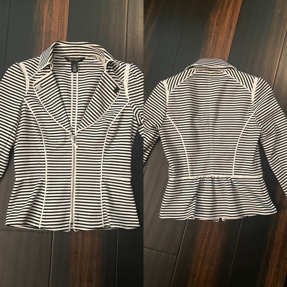 White House Black Market Striped Stretchy JerseyBlazer Moro Jacket